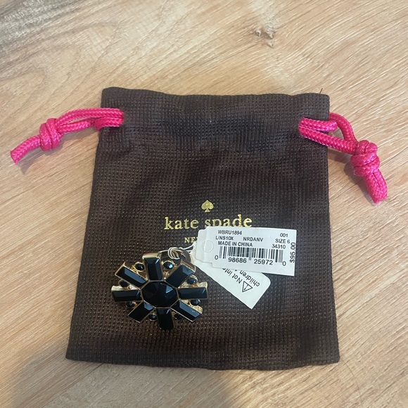 kate spade Jewelry - Kate spade black flower cocktail ring size 6